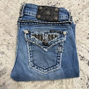 Miss Me Women's Embellished Low Rise Boot Cut Jeans Sz26